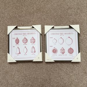 Christmas Ornament Prints (2) - Metal Framed Prints Wall Art Holiday Decor NWT